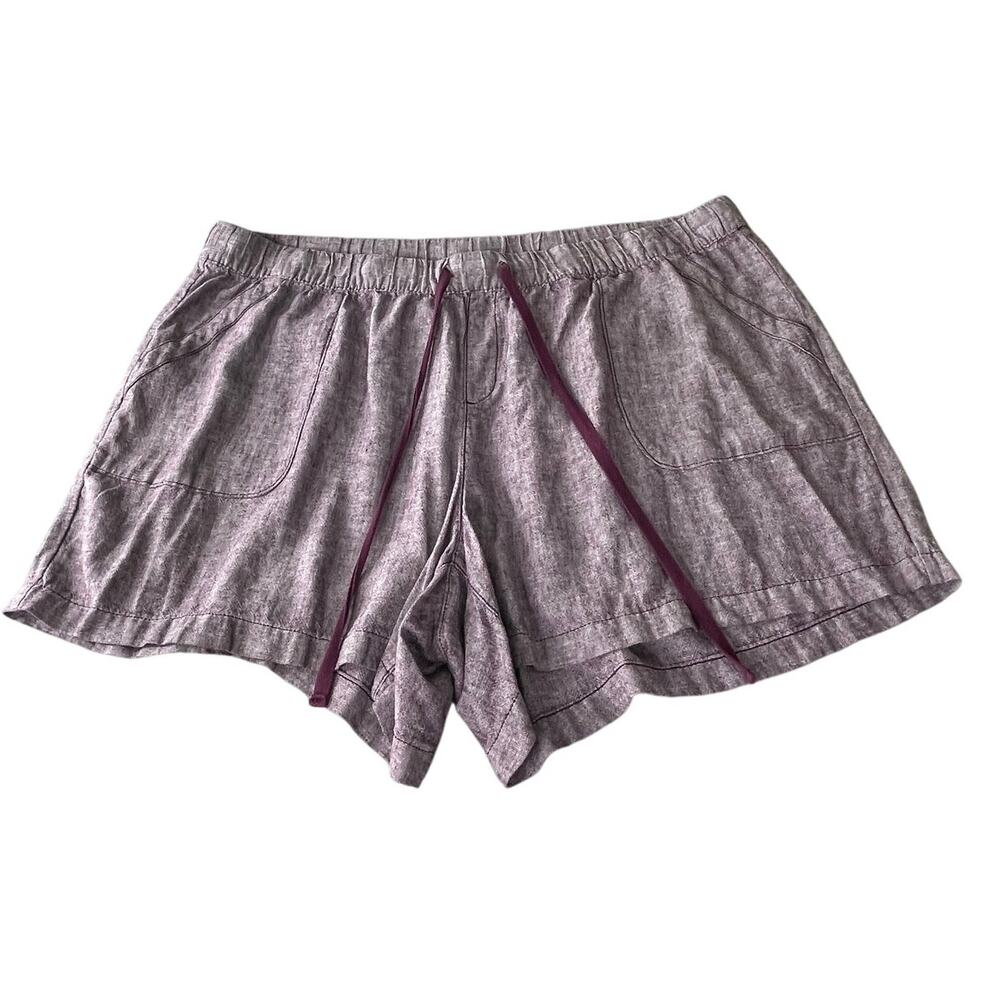Lane Bryant Plum Elastic Waist Drawstring Women's Shorts Sz 26/28 Linen Blend